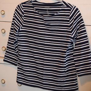 Womens Croft & Barrow Horizontal Stripe Top PXS, Navy Blue and White